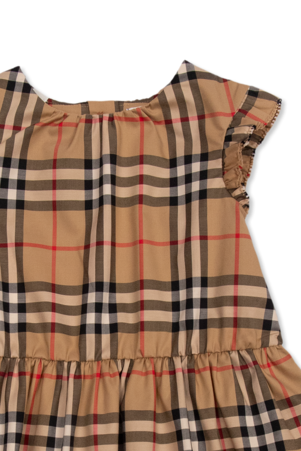 Beige Checked dress Burberry Kids Burberry Kids Gestreifter Schal Rot IetpShops Myanmar